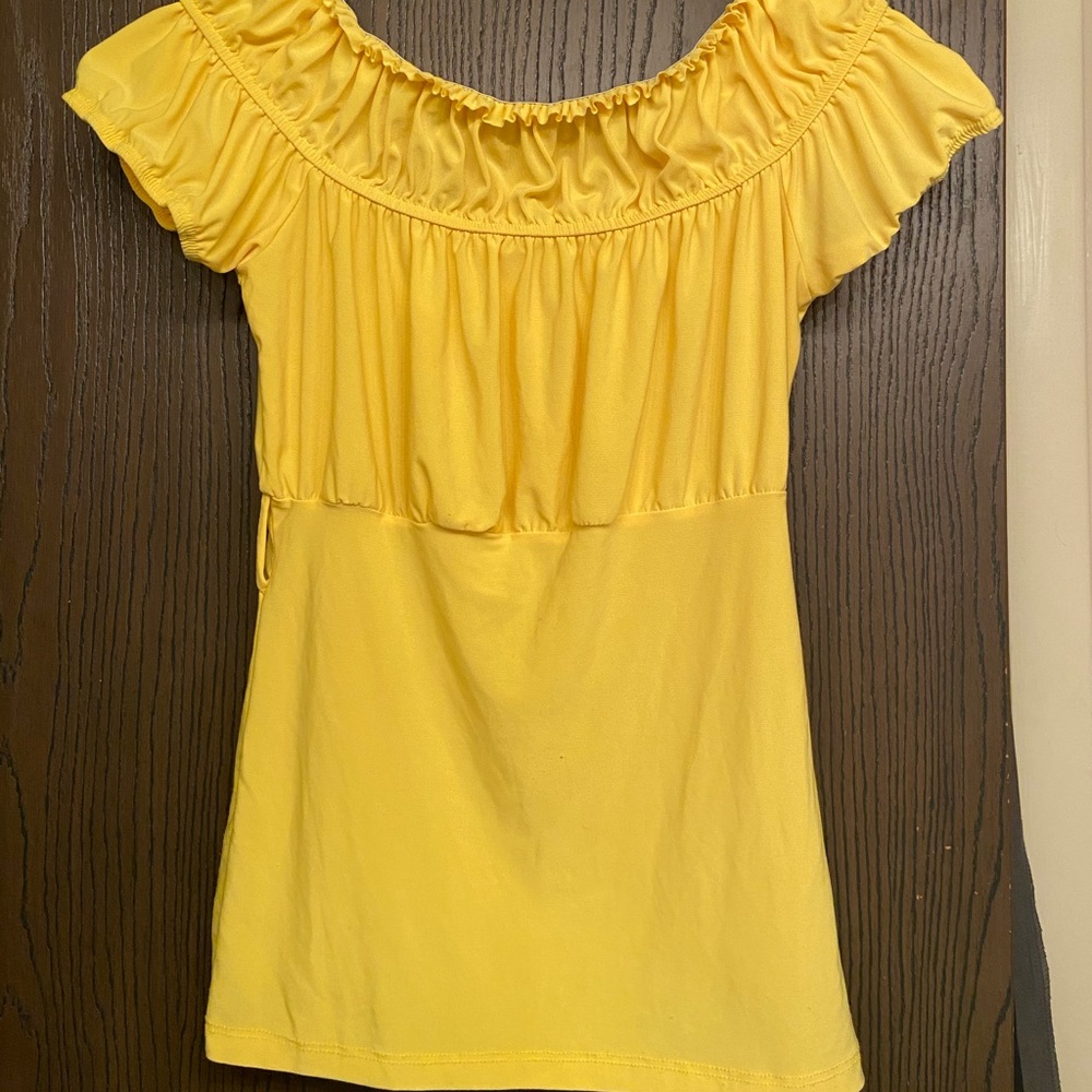 Bright yellow short sleeve shirt